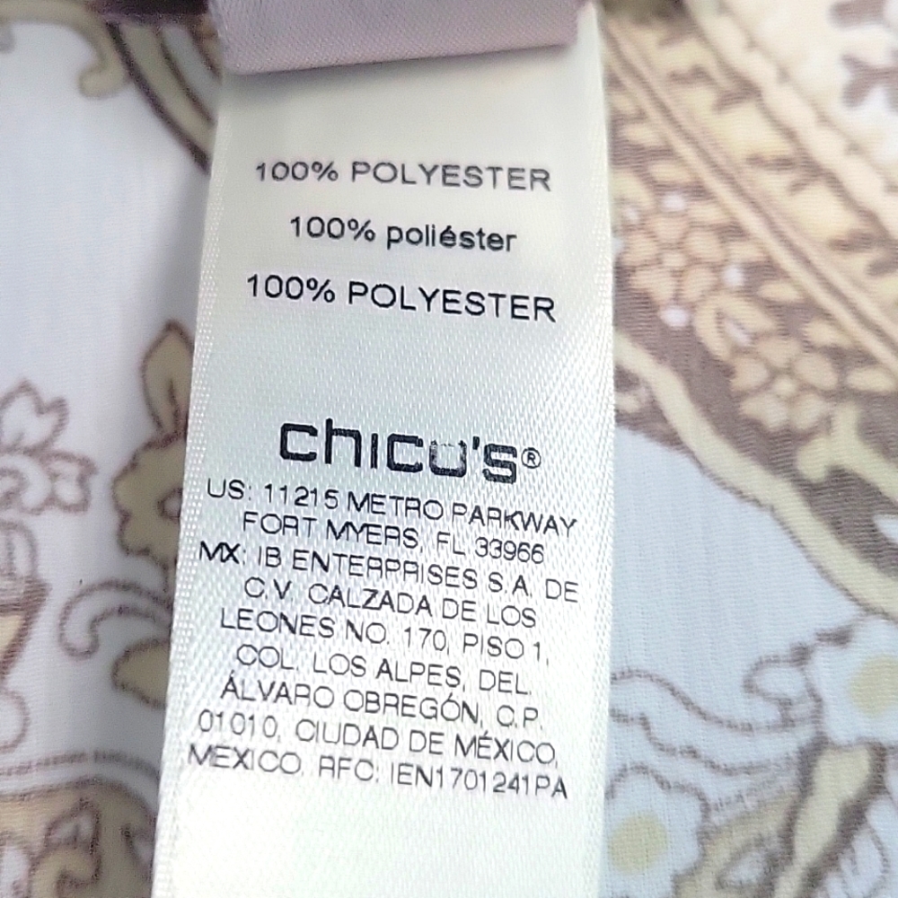 CHICO'S damask tan/white open wrap top - Picture 7 of 8